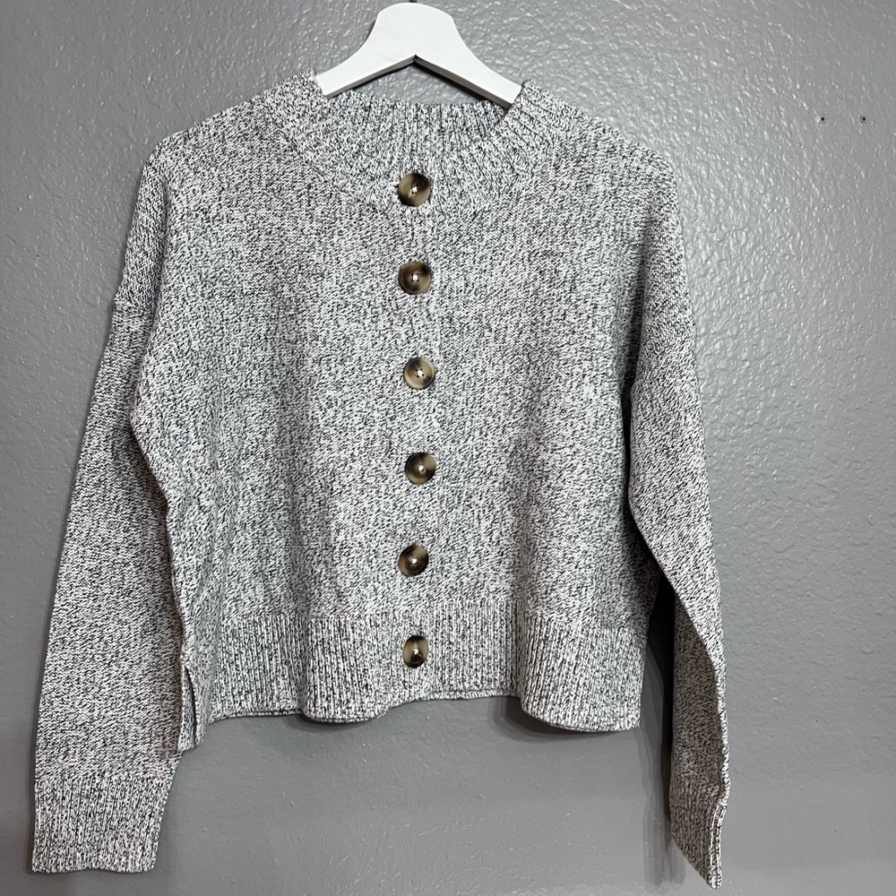 NWT Madewell Broadway Cardigan Button Front Long Sleeve Gray Sweater Small